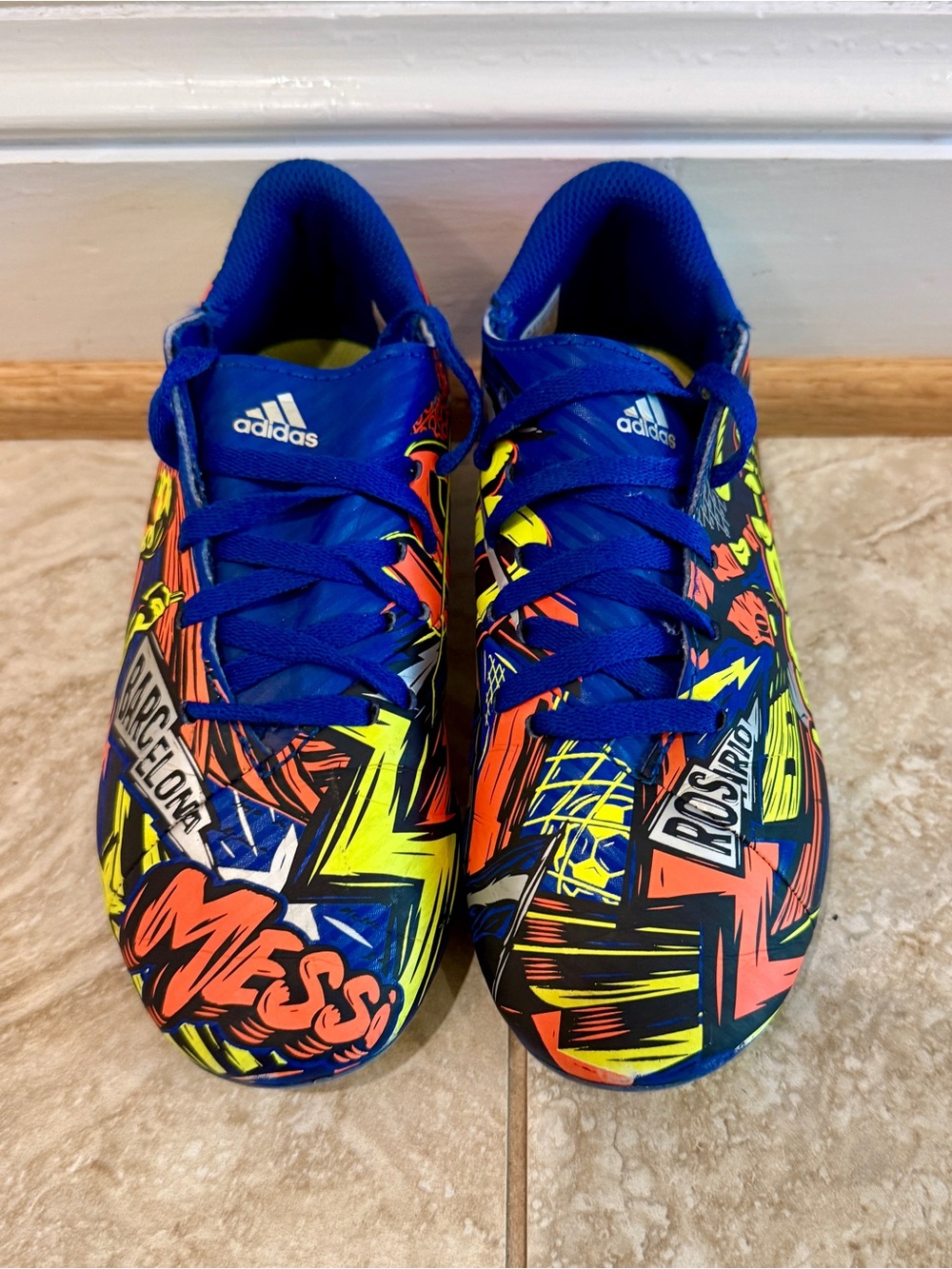 adidas Kids Blue Neon Graphic Soccer Sneakers